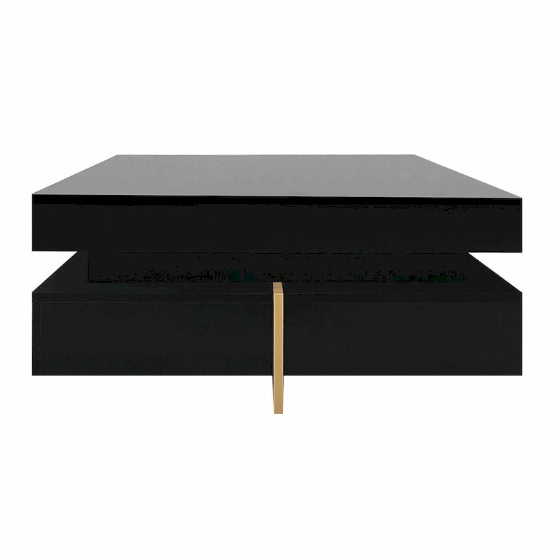 Table basse design brillante avec 4 tiroirs