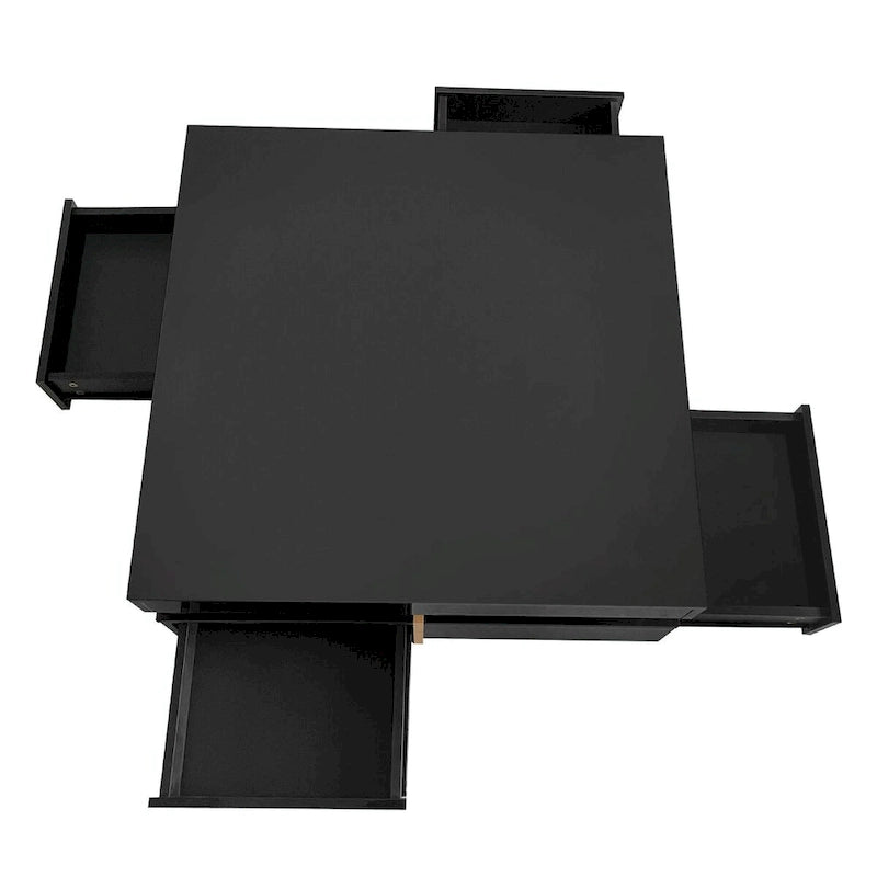 Table basse design brillante avec 4 tiroirs