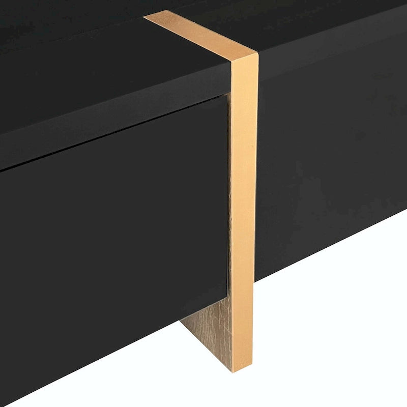 Table basse design brillante avec 4 tiroirs