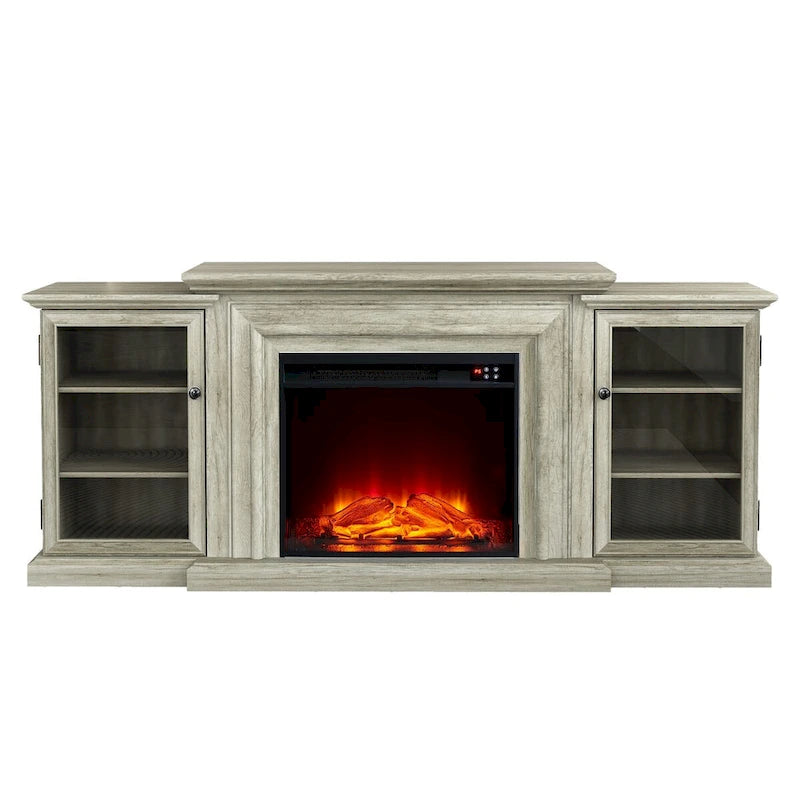 Meuble TV de ferme avec cheminée - 70 pouces de large - Convient aux téléviseurs jusqu'à 70 pouces - 71 L x 30 H x 15,5 P