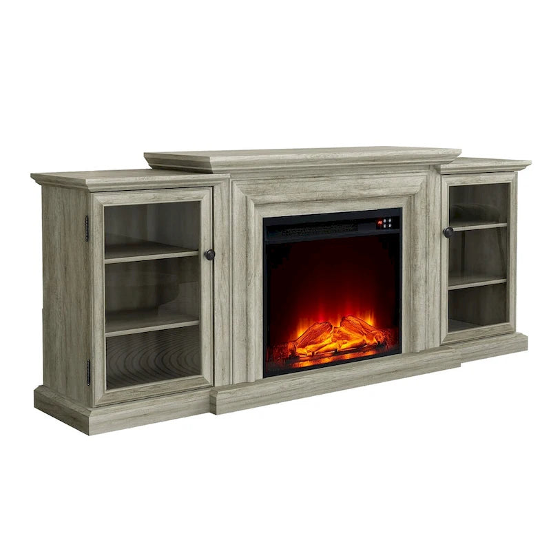 Meuble TV de ferme avec cheminée - 70 pouces de large - Convient aux téléviseurs jusqu'à 70 pouces - 71 L x 30 H x 15,5 P