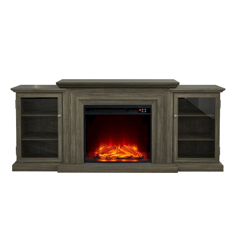 Meuble TV de ferme avec cheminée - 70 pouces de large - Convient aux téléviseurs jusqu'à 70 pouces - 71 L x 30 H x 15,5 P