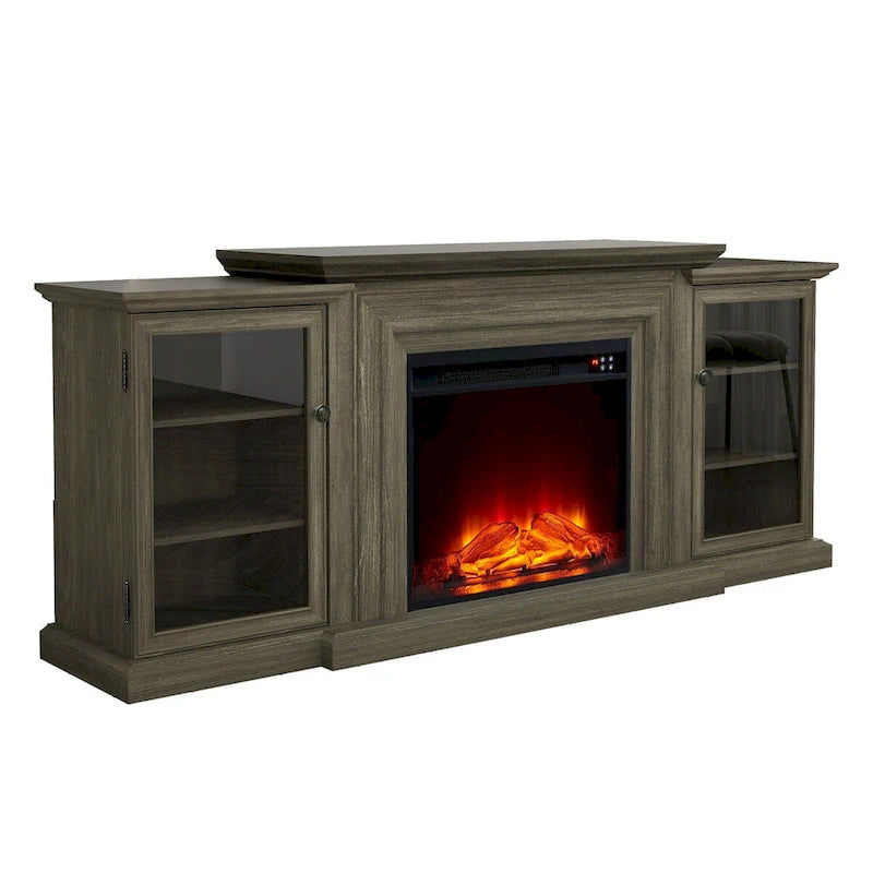 Meuble TV de ferme avec cheminée - 70 pouces de large - Convient aux téléviseurs jusqu'à 70 pouces - 71 L x 30 H x 15,5 P