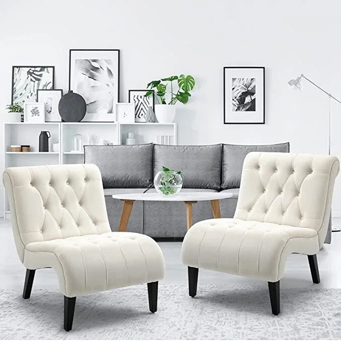 AVAWING Lot de 2 fauteuils de salon sans accoudoirs rembourrés