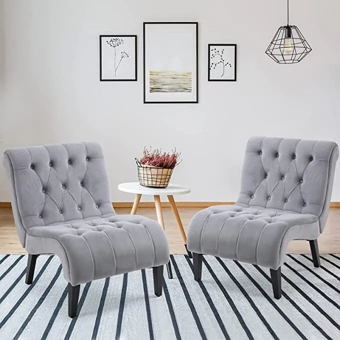 AVAWING Lot de 2 fauteuils de salon sans accoudoirs rembourrés