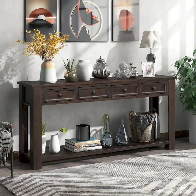 Console / Table d'appoint avec tiroirs de rangement et étagère inférieure pour entrée/couloir