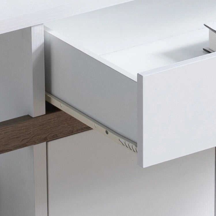 Buffet Blanc & Taupe foncé, armoire de rangement, en bois, de haute qualité et durable, grande capacité