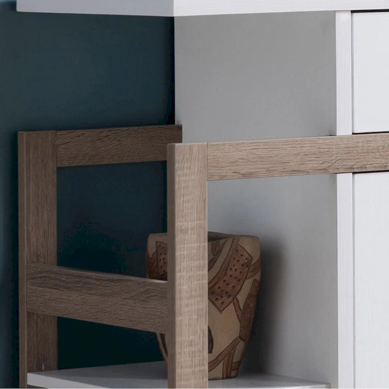 Buffet Blanc & Taupe foncé, armoire de rangement, en bois, de haute qualité et durable, grande capacité