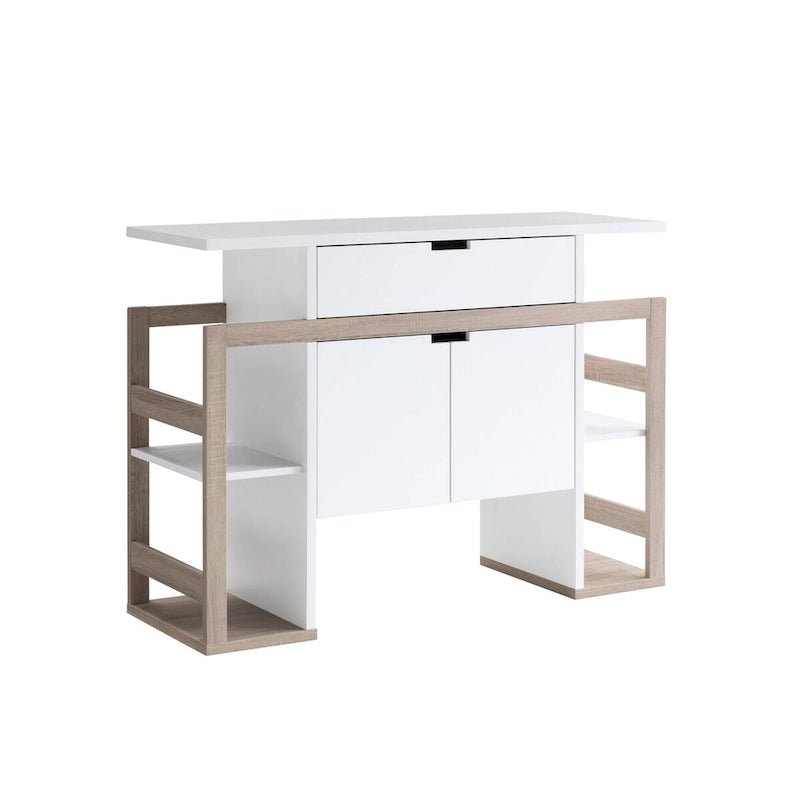 Buffet Blanc & Taupe foncé, armoire de rangement, en bois, de haute qualité et durable, grande capacité