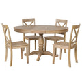 Ensemble de salle à manger 5 pièces avec table ronde extensible et 4 chaises