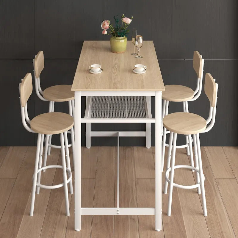 Ensemble de table de cuisine hauteur comptoir 5 pièces, table de bar avec 4 chaises
