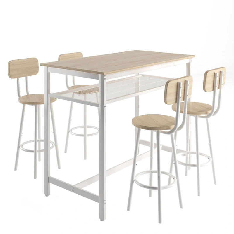 Ensemble de table de cuisine hauteur comptoir 5 pièces, table de bar avec 4 chaises