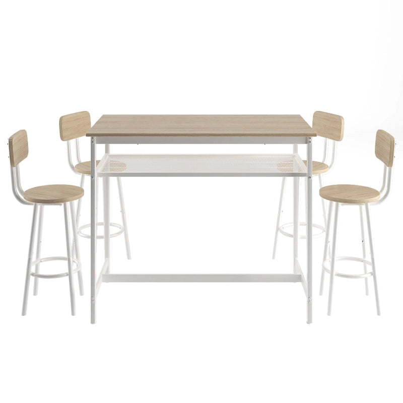 Ensemble de table de cuisine hauteur comptoir 5 pièces, table de bar avec 4 chaises