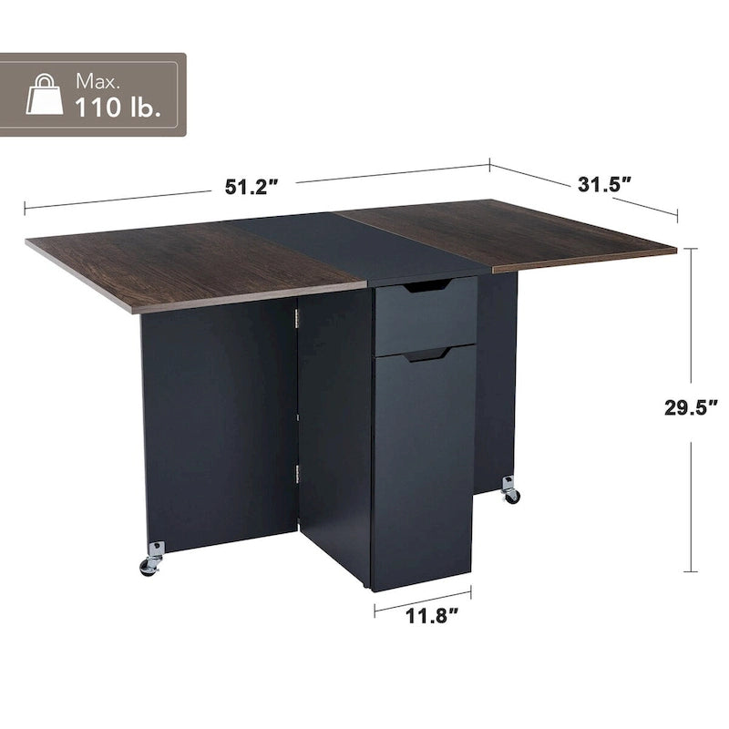 Table de cuisine pliante avec rallonge à rabats