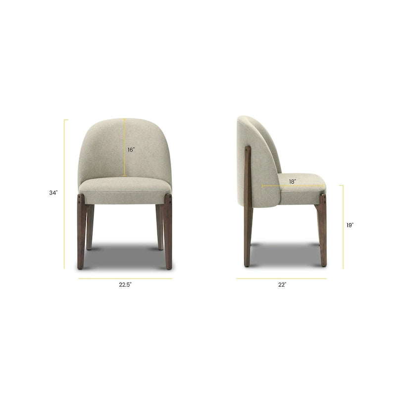 Chaises de salle à manger Pietta de Poly & Bark (lot de 2) – Tissu durable avec pieds en bois massif