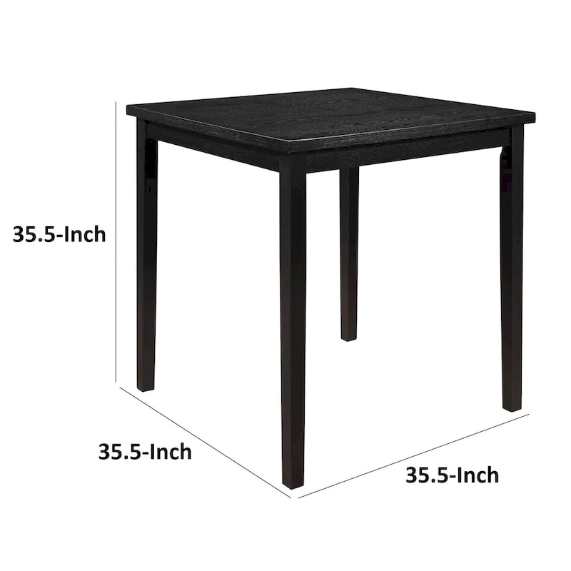 Table Rina de 91 cm, hauteur comptoir, plateau carré, 4 places, bois massif noir
