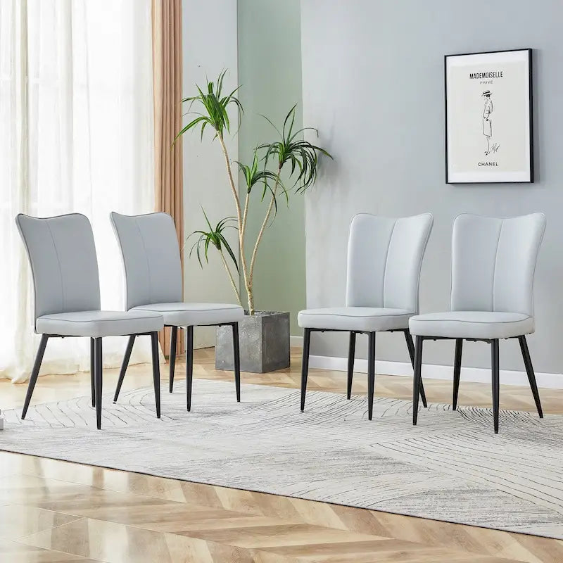 Chaises de salle à manger modernes, lot de 4, en cuir PU, rembourrées, pour cuisine