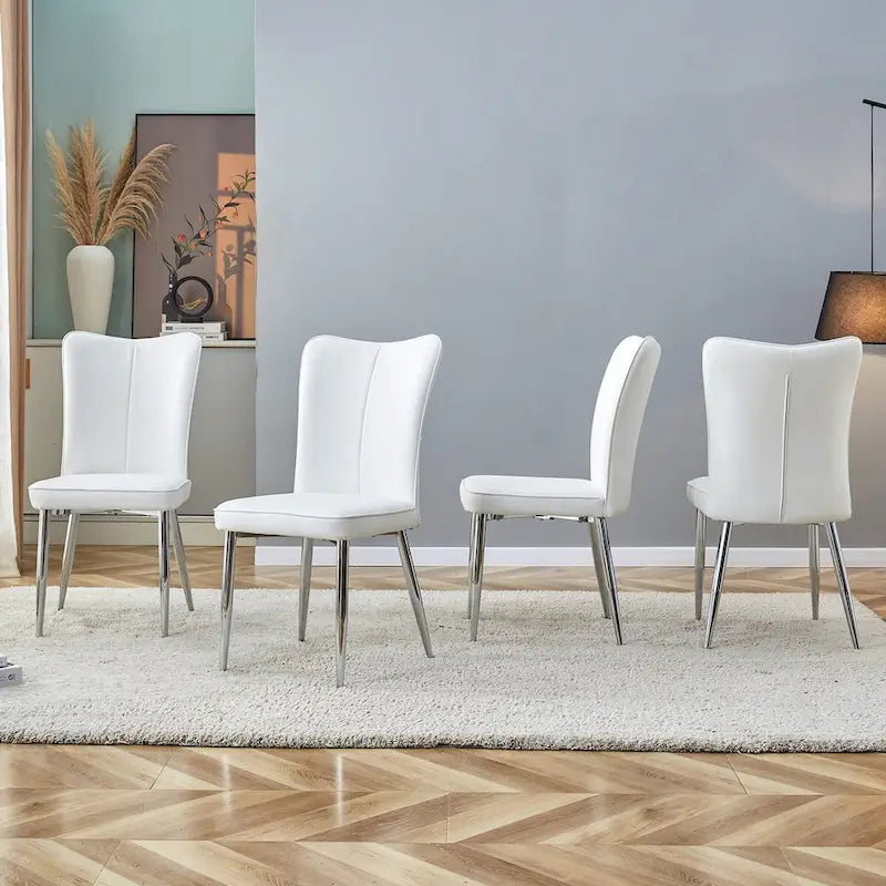Chaises de salle à manger modernes, lot de 4, en cuir PU, rembourrées, pour cuisine
