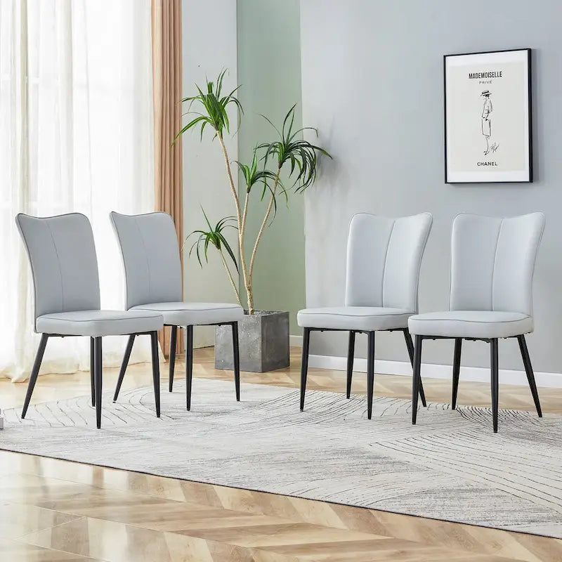 Chaises de salle à manger modernes, lot de 4, en cuir PU, rembourrées, pour cuisine