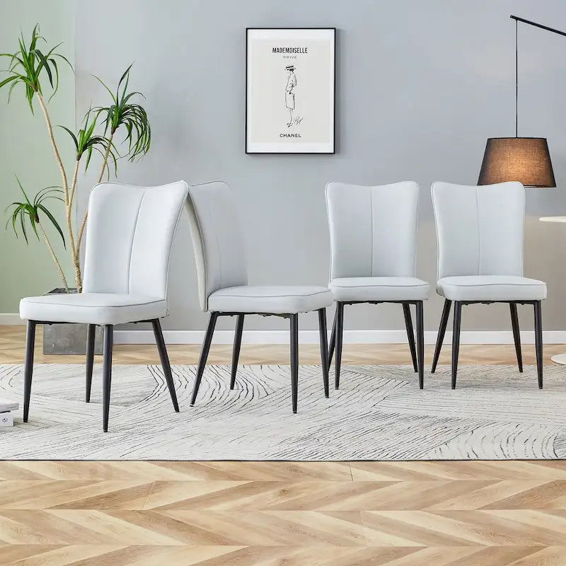 Chaises de salle à manger modernes, lot de 4, en cuir PU, rembourrées, pour cuisine