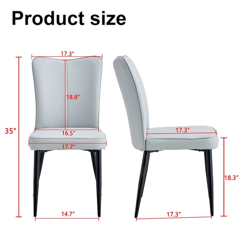 Chaises de salle à manger modernes, lot de 4, en cuir PU, rembourrées, pour cuisine