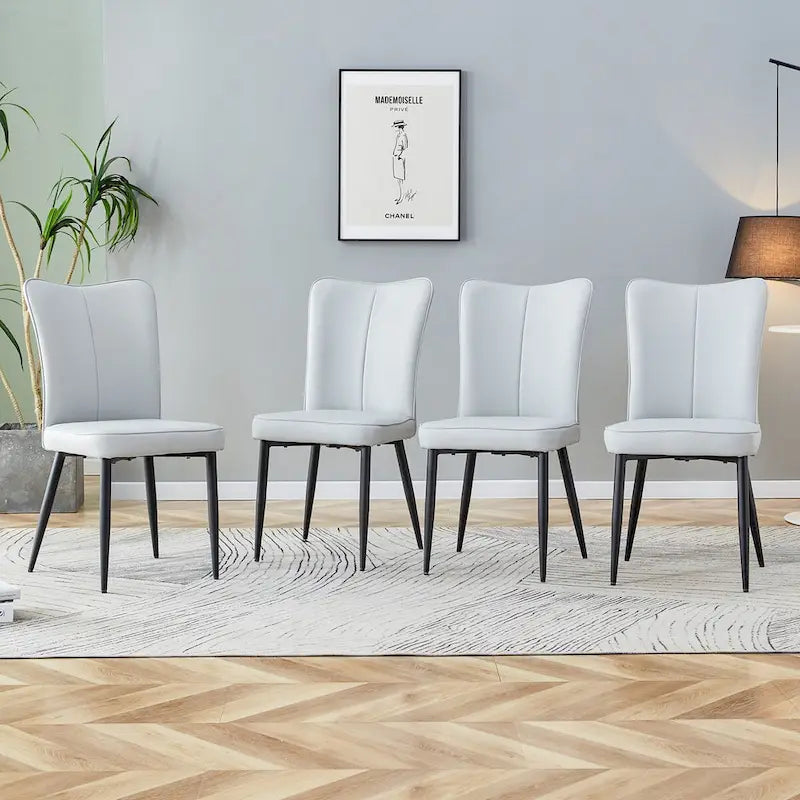 Chaises de salle à manger modernes, lot de 4, en cuir PU, rembourrées, pour cuisine