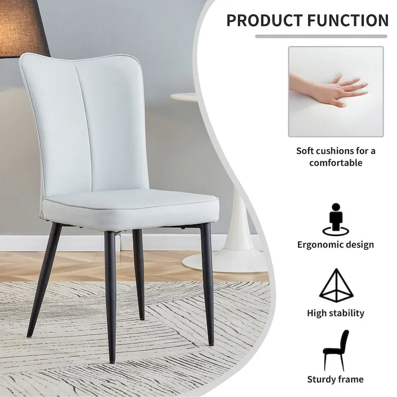 Chaises de salle à manger modernes, lot de 4, en cuir PU, rembourrées, pour cuisine
