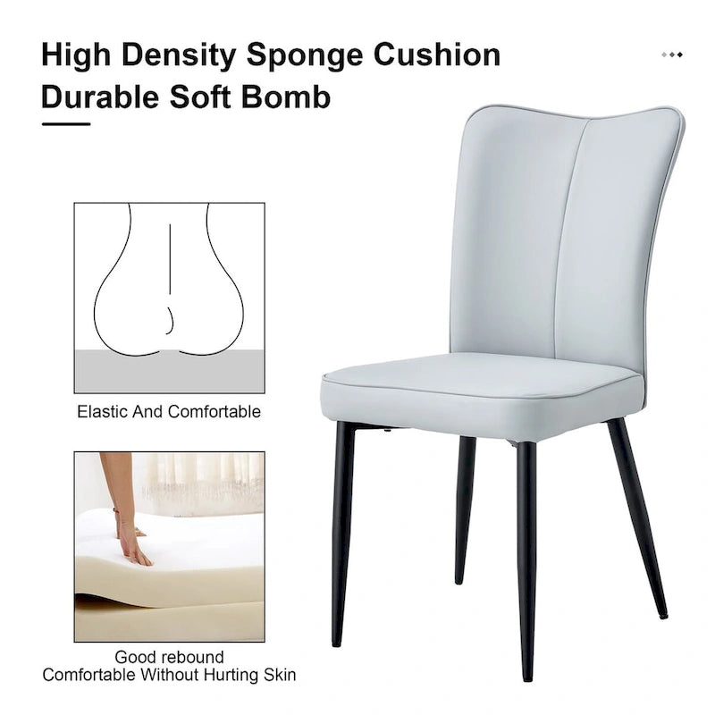 Chaises de salle à manger modernes, lot de 4, en cuir PU, rembourrées, pour cuisine
