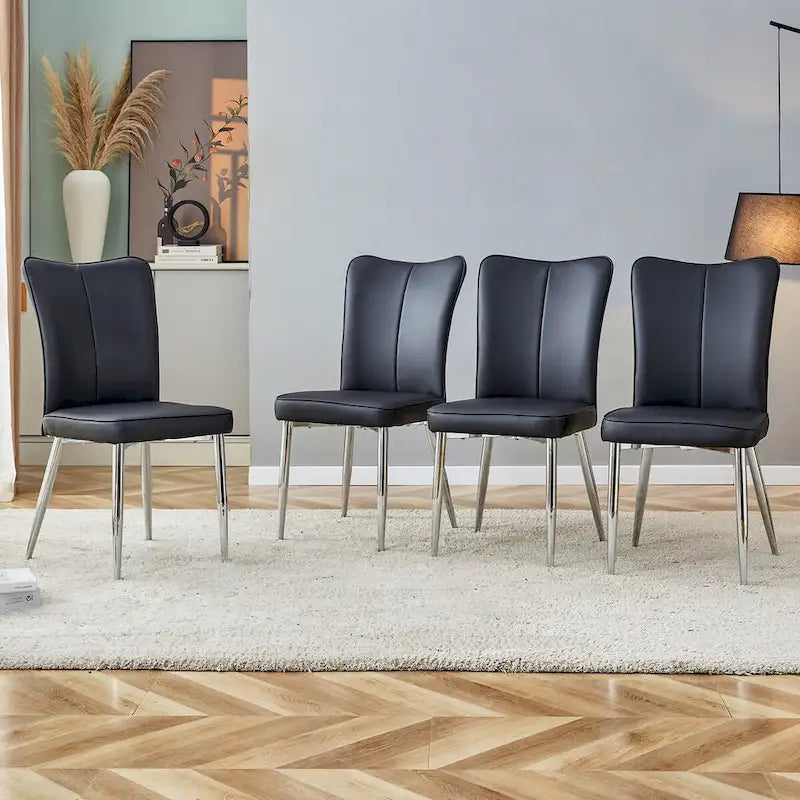 Chaises de salle à manger modernes, lot de 4, en cuir PU, rembourrées, pour cuisine