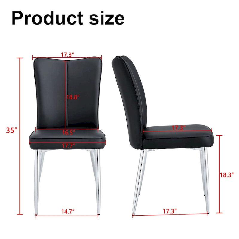 Chaises de salle à manger modernes, lot de 4, en cuir PU, rembourrées, pour cuisine