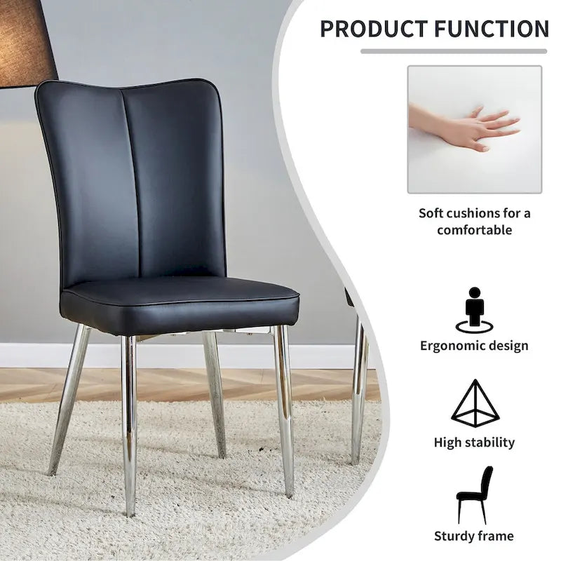 Chaises de salle à manger modernes, lot de 4, en cuir PU, rembourrées, pour cuisine