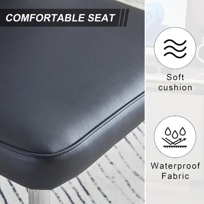 Chaises de salle à manger modernes, lot de 4, en cuir PU, rembourrées, pour cuisine