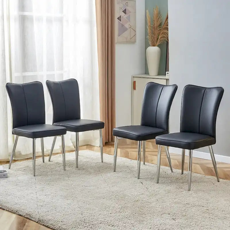 Chaises de salle à manger modernes, lot de 4, en cuir PU, rembourrées, pour cuisine