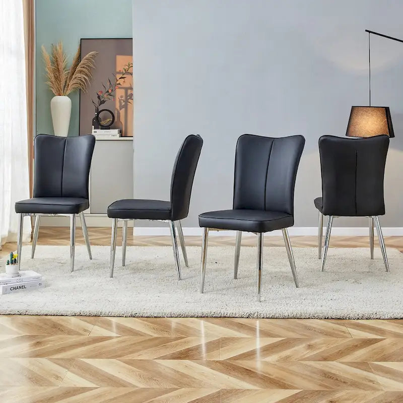 Chaises de salle à manger modernes, lot de 4, en cuir PU, rembourrées, pour cuisine