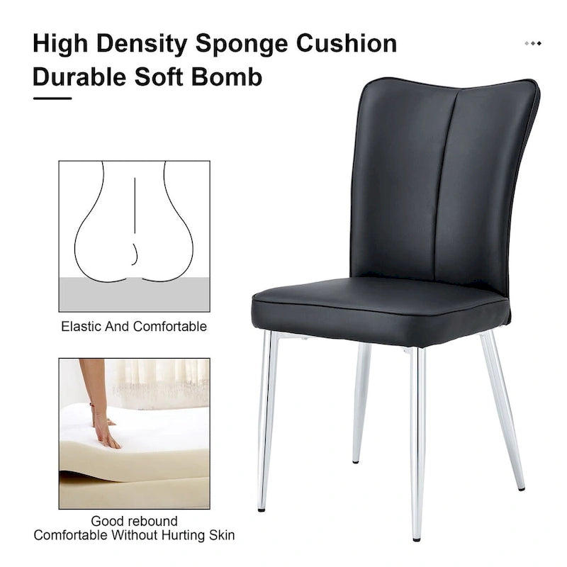 Chaises de salle à manger modernes, lot de 4, en cuir PU, rembourrées, pour cuisine