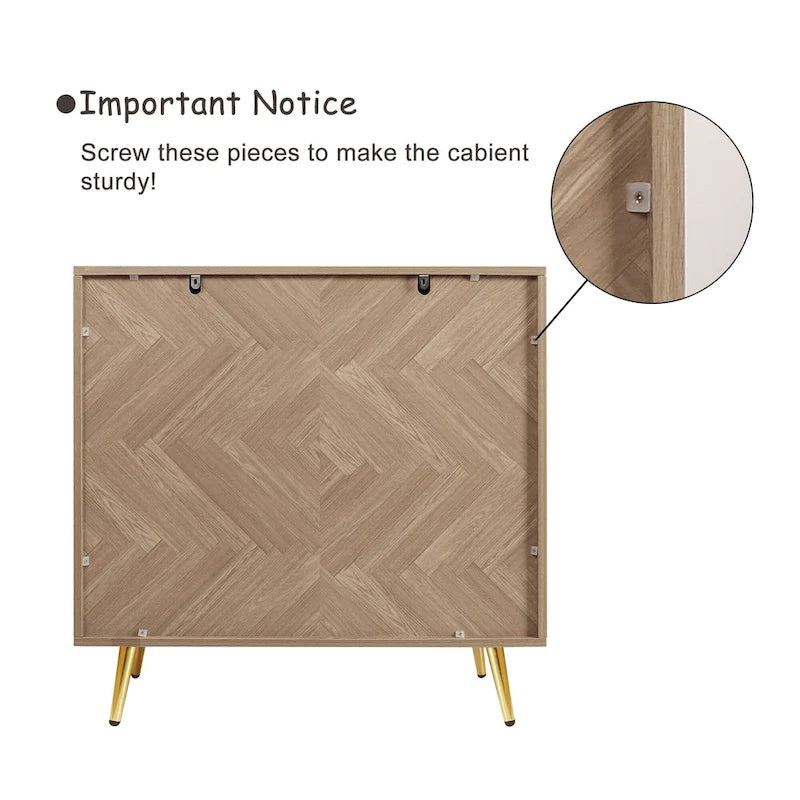 Anmytek buffet en bois moderne à 2 portes, buffet de cuisine avec étagère réglable – 78,2 cm (L) x 39,9 cm (P) x 77,5 cm (H)