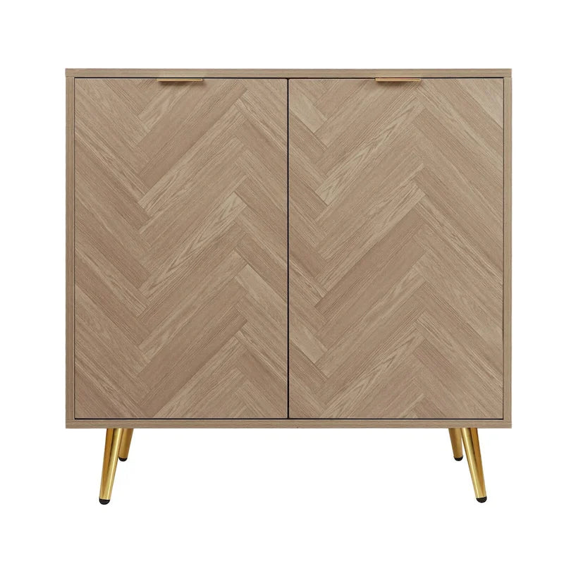 Anmytek buffet en bois moderne à 2 portes, buffet de cuisine avec étagère réglable – 78,2 cm (L) x 39,9 cm (P) x 77,5 cm (H)