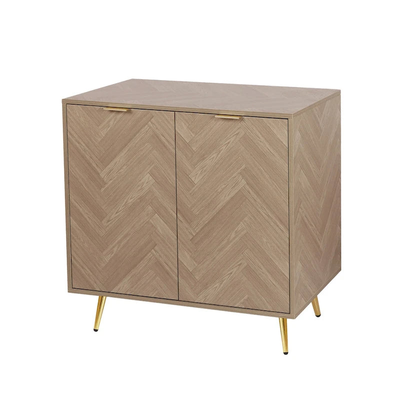 Anmytek buffet en bois moderne à 2 portes, buffet de cuisine avec étagère réglable – 78,2 cm (L) x 39,9 cm (P) x 77,5 cm (H)