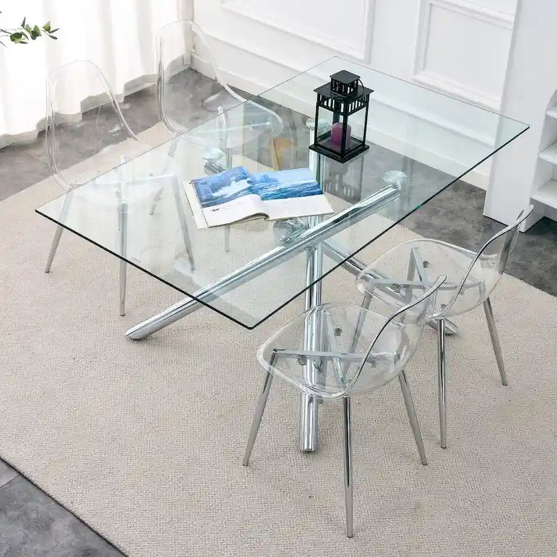 Lot de 6 chaises de salle à manger modernes, minimalistes et transparentes