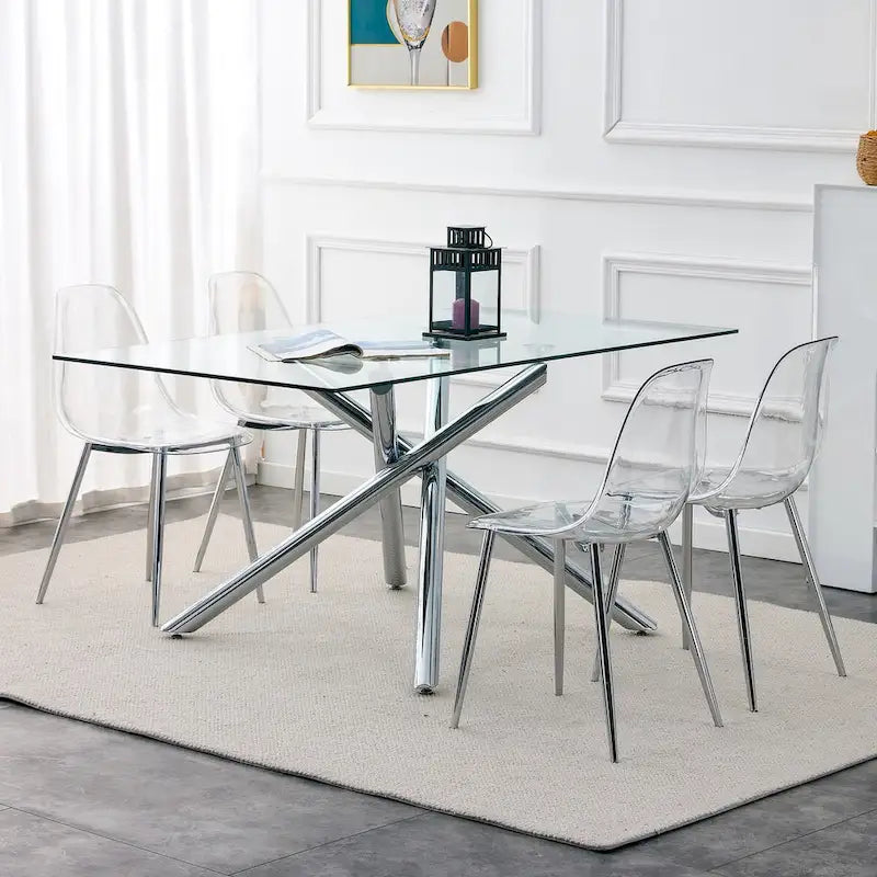 Lot de 6 chaises de salle à manger modernes, minimalistes et transparentes