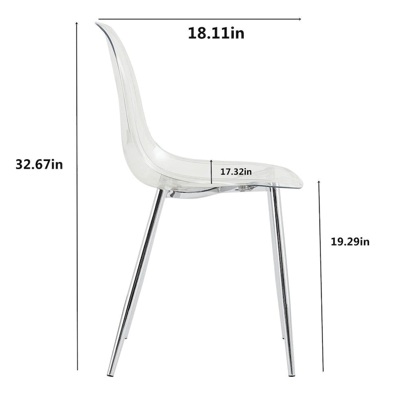 Lot de 6 chaises de salle à manger modernes, minimalistes et transparentes