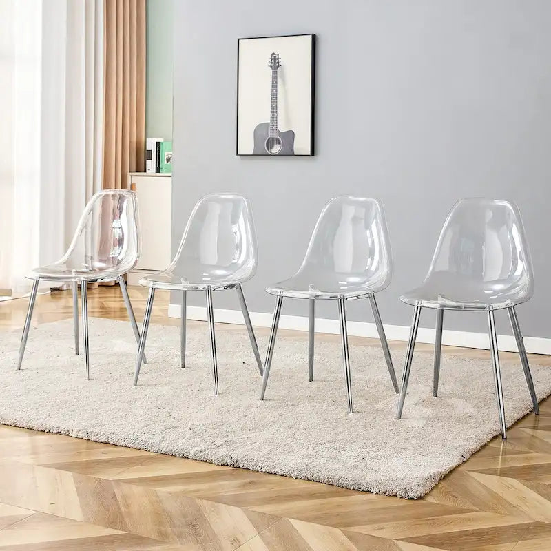 Lot de 6 chaises de salle à manger modernes, minimalistes et transparentes