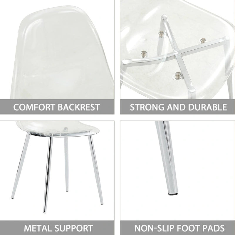 Lot de 6 chaises de salle à manger modernes, minimalistes et transparentes