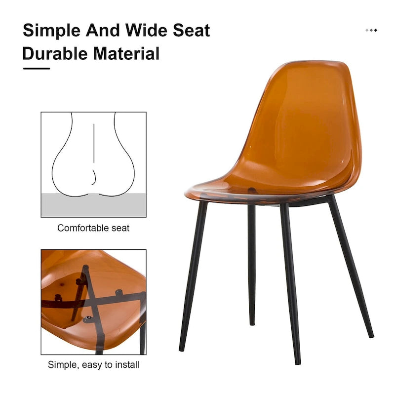 Lot de 6 chaises de salle à manger modernes, minimalistes et transparentes