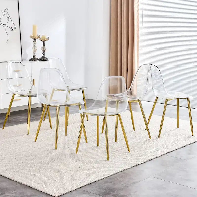 Lot de 6 chaises de salle à manger modernes, minimalistes et transparentes