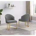 Chaises de salle à manger en tissu Teddy et chrome doré - La meilleure qualité de mobilier (Lot de 2) - N/A