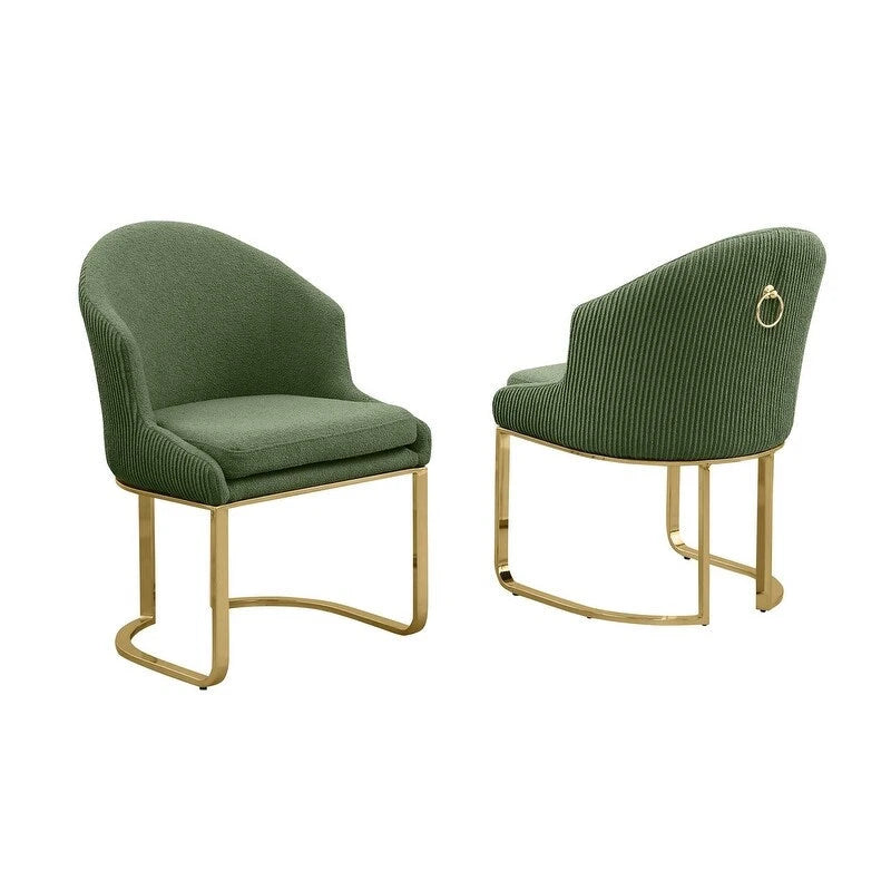 Chaises de salle à manger en tissu Teddy et chrome doré - La meilleure qualité de mobilier (Lot de 2) - N/A