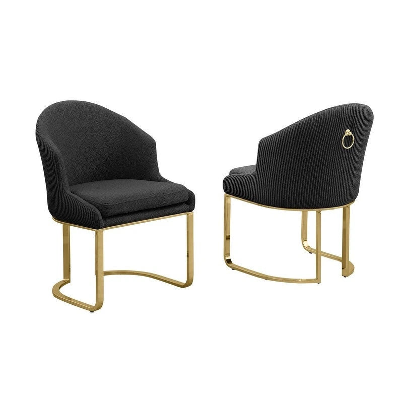 Chaises de salle à manger en tissu Teddy et chrome doré - La meilleure qualité de mobilier (Lot de 2) - N/A