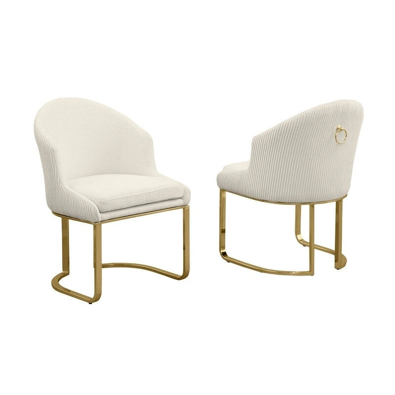 Chaises de salle à manger en tissu Teddy et chrome doré - La meilleure qualité de mobilier (Lot de 2) - N/A