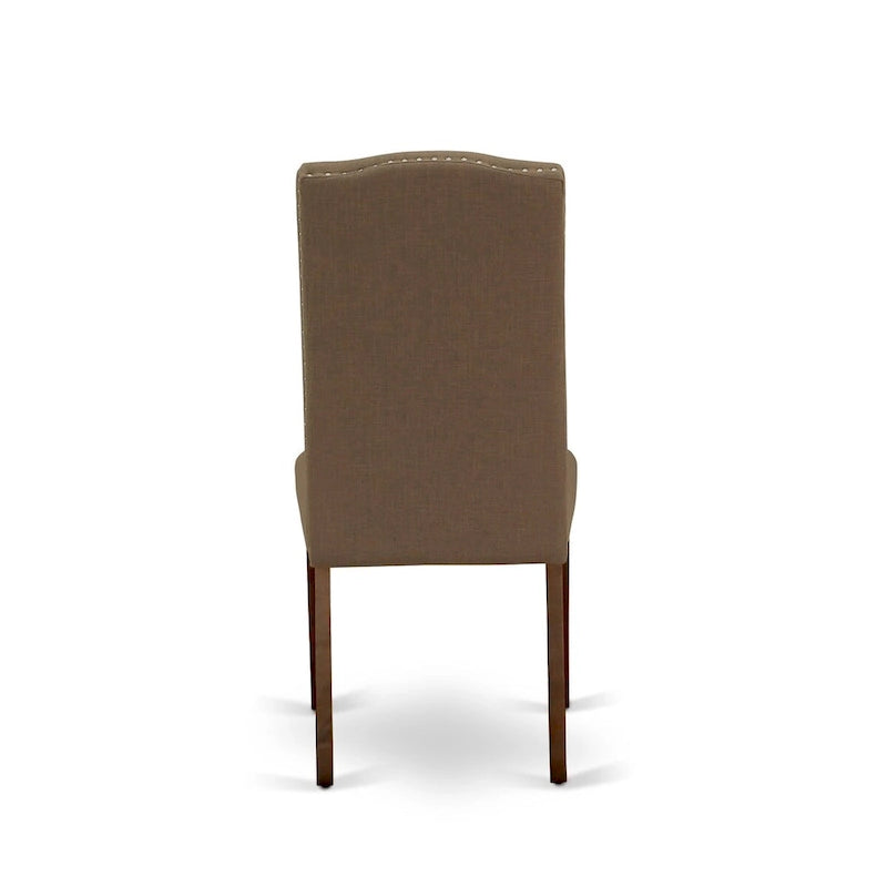 East West Furniture – Ensemble de salle à manger – Une table rectangulaire et des chaises en tissu de lin couleur café foncé, Acajou (Option de pièces)